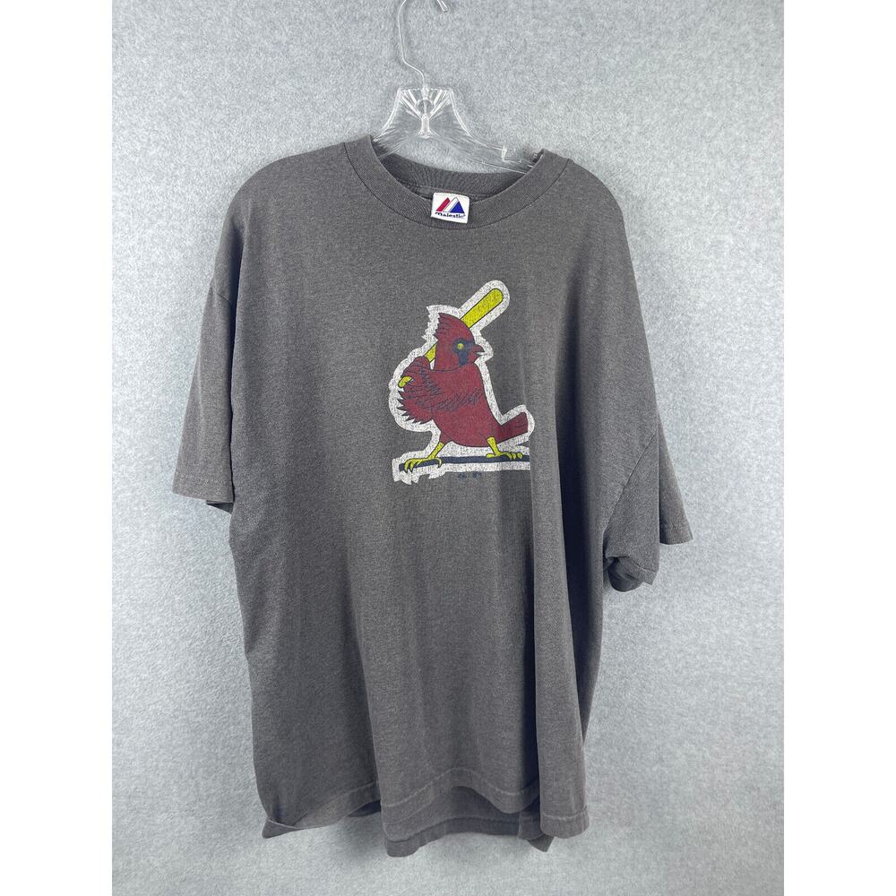VTG St Louis Cardinals Majestic Shirt Size XL Gray Short Sleeve Tee MLB Baseball